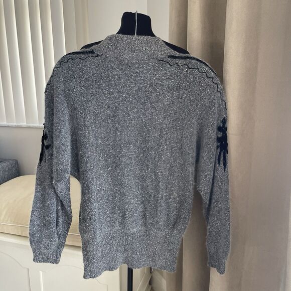 Vintage Tamblyn Silk Angora Knit Sweater Lizard Skin Appliqué Beads  Knit M - Picture 5 of 7